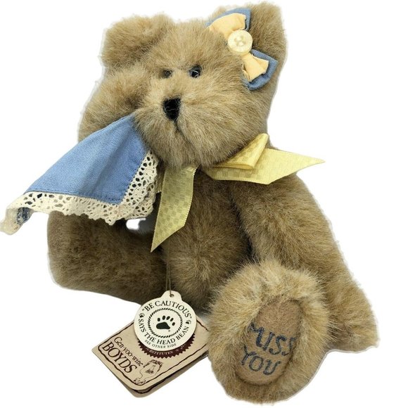 Boyds Will B Missing You Teddy Bear 8" Beige Fully Jointed Plush Vintage Stuffed - Picture 2 of 8